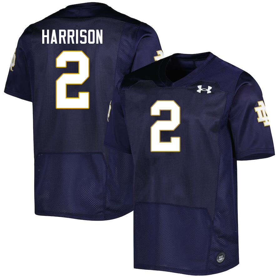 Men #2 Jayden Harrison Notre Dame Fighting Irish College Football Jerseys Stitched-Navy